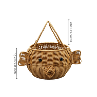 Panier en rotin imitation cochon mignon de Source Factory, panier tressé artisanal avec poignée pour présentation florale et cadeaux de festival