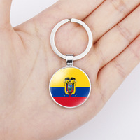 Porte-clés Fabricant 287 Pays, Anneau Clé Drapeau National, Cadeau de Promotion Souvenir, Chaîne Porte-clés Cabochon Dôme en Verre