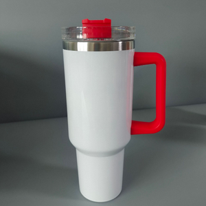 Gobelet isotherme vierge de 40 oz avec poignée colorée et couvercles, pour sublimation, idéal pour le voyage, le café et comme bouteille d'eau avec paille, pour transfert par impression à chaud - Product Image 5
