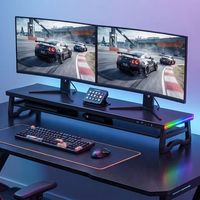 Support d'écran en métal noir de 1100 mm avec hub USB 3.0 intégré et ports de charge rapide pour une connectivité multi-appareils