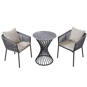 Giá Rẻ Hiện Đại Màu Xám Vườn 3 Mảnh Quán Cà Phê Ăn Đặt Đồ Nội Thất Ngoài Trời Patio Bistro Nhôm Bàn Cà Phê Và 2 Chỗ Ngồi Ghế - Product Image 1