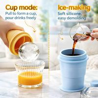 Bouteille Rafraîchissante 2en1 Moule Boules Glace Bac Glaçons pour Boissons Glacées Americano avec Couvercle Paille Sangle