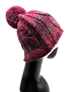 Fabriqué à Taiwan Méthode d'impression d'étiquettes tissées Bonnet adulte POM POM Big Cable Beanie 75% Acrylique 25% Laine - Product Image 4