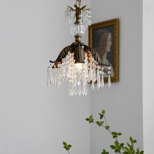 French Country Retro Style Brass Lighting Fixtures Crystal Chandelier Pendant <b>Light</b> for <b>Dining</b> Room Dressing Room Lighting - Product Image 3