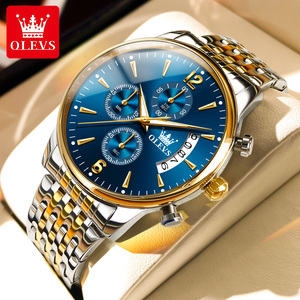 2867 Olevs marque <span class=keywords><strong>montre</strong></span>-bracelet étanche grand <span class=keywords><strong>homme</strong></span> doré <span class=keywords><strong>montre</strong></span> en acier montres de mode pour hommes - Product Image 3