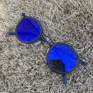 Lunettes Photochromiques Bleues Anti-Reflet Bloquant la Lumière Bleue Rétro Rondes en Alliage Noir pour Femmes et Hommes - Product Image 4