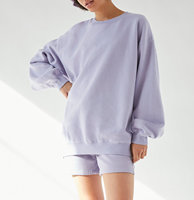 Shorts et sweatshirts à col ras du cou surdimensionnés au design personnalisé avec logo de la marque pour femmes Ensemble de survêtements 2 pièces