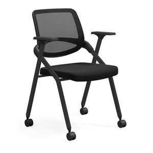 Chaise de bureau au design moderne, empilable, rembourrée, avec roulettes, pour salle de réunion - Product Image 5