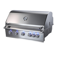 Barbecue à gaz de luxe moderne robuste en acier inoxydable 304 intégré pour cuisine extérieure et jardin, 5 brûleurs