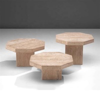 Ovale extérieur pierre naturelle racine sculpture table à thé italie moderne grand rond designer luxe centre travertin table basse