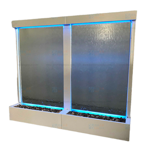 Cascada Doble para Interiores y Exteriores, Fuentes <span class=keywords><strong>de</strong></span> Jardín <span class=keywords><strong>de</strong></span> 2*1.7M, Paneles Dobles, Cascada Interior Doble <span class=keywords><strong>de</strong></span> Acero Inoxidable y Vidrio - Product Image 2