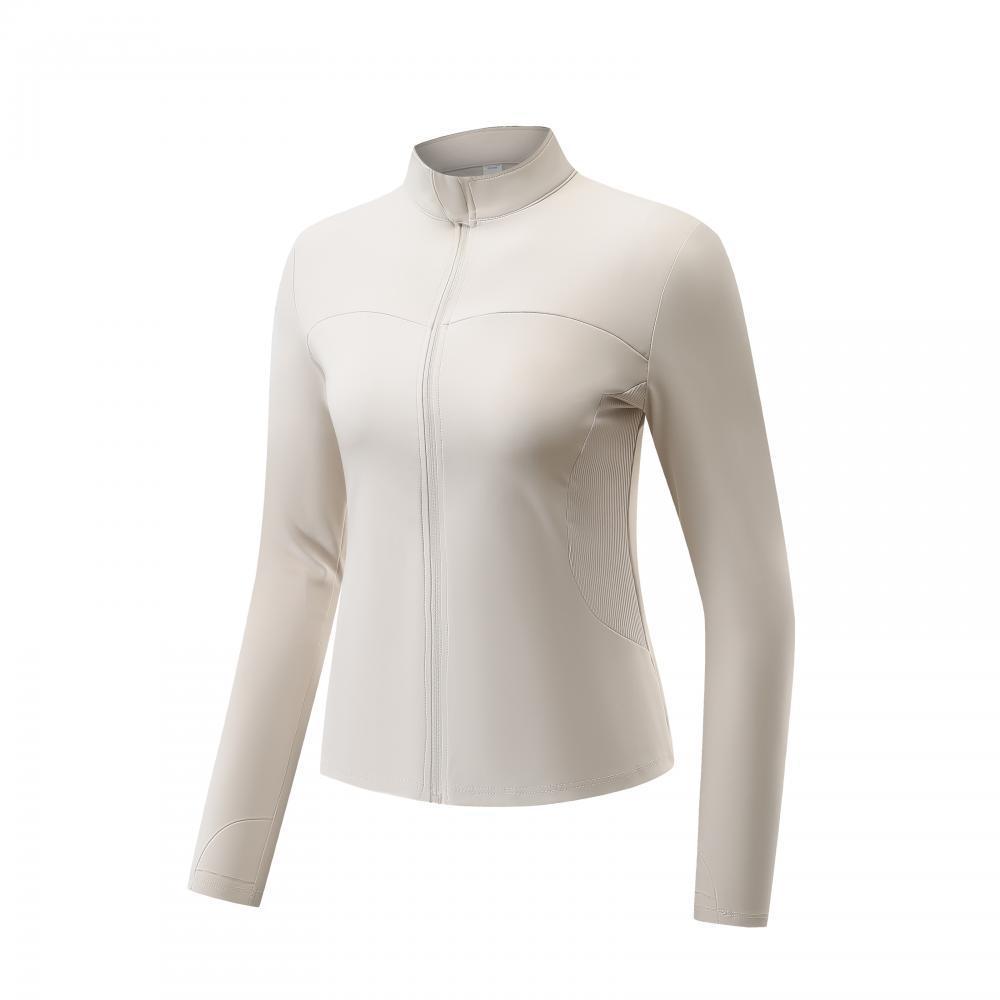 Stand Collar Slim Fit Corset Fitness Yoga Zip up Top Sport Wear Outfit Sun UV protection Long Sleeve Pilate Gym Outfit for Woman