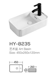 Vente d'usine Lavabo rectangulaire blanc en céramique Facile à nettoyer Lavabo de comptoir pour <span class=keywords><strong>petite</strong></span> salle de bain - Product Image 5