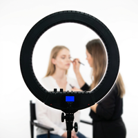 Simock Éclairage photographique 55W 18 pouces, Anneau lumineux en plastique avec trépied, Kit de vlogging à intensité réglable, Lampe de sol LED pour TikTok, Extensions de cils