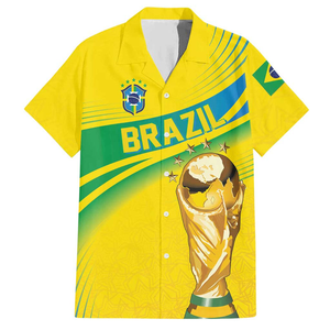 Camisa Casual Hawaiana para Hombre, Estilo Brasileño 2026, con Botones y Cuello Alto, Holgada, Imprescindible para los Brasileños - Product Image 3