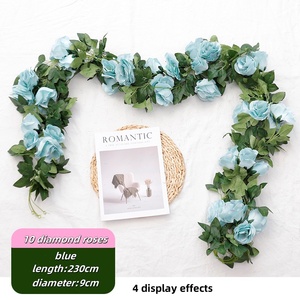 ZhiXia gros personnalisé coloré soie tissu plastique 10 Rose rotin pointe artificielle Rose rotin mariage jardinage décoration - Product Image 6