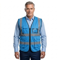 Logo personnalisé OEM ODM Usine de vente en gros Certifié ANSI Classe 2 EN ISO 20471 Imperméable Multi-poches Haute visibilité Réfléchissant Bleu