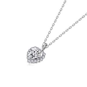 1.2 Carat Pure Silver Rhodium Plated <b>Moissanite</b> Necklace 7x7mm Exquisite Luminous Stone Chain 7mm Trendy Unisex Fashion <b>Jewelry</b> - Product Image 2