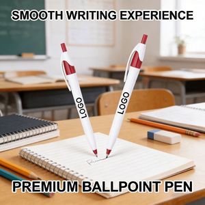 23 Custom Logo <b>White</b> Thin Barrel Plastic Ballpoint <b>Pen</b> Click Action Small Gourd Javelin Advertising Promotional Ball <b>Pen</b> - Product Image 2