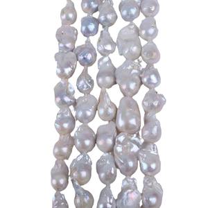 R.GEM. Dây ngọc trai nước ngọt tự nhiên màu trắng độc đáo, kích thước 13-17mm, hình tròn gần như hoàn toàn, loại Keshi - Product Image 1