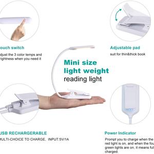Lámpara de Escritorio LED Plegable con Clip, Recargable por USB, 9 LED, Intensidad Regulable, Ideal para Lectura y Estudio, en Oferta - Product Image 5