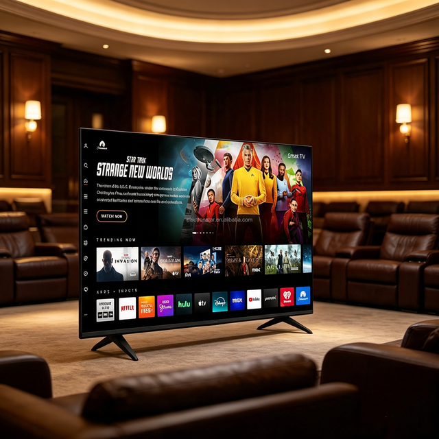55 Inch Smart TV Smart LED TV 1080P IPS Hard Screen Android Quad Core Built in WIFI Screen Cast Rich Ports Wireless Projection