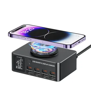 PD 140W 100W 15W 9 en 1 QC3.0 <span class=keywords><strong>Chargeur</strong></span> sans fil avec support de téléphone <span class=keywords><strong>portable</strong></span> magnétique pour iPhone 15 Pro Max Smart Phones <span class=keywords><strong>Ordinateur</strong></span> <span class=keywords><strong>portable</strong></span> - Product Image 1