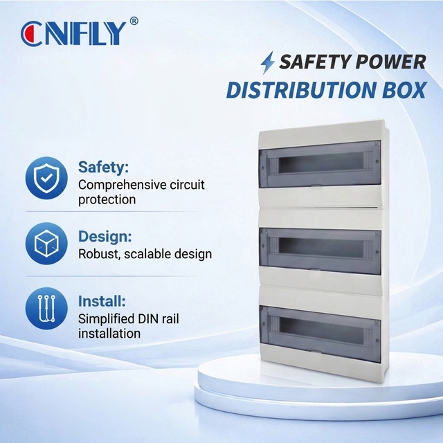CNFLY IP40 ABS Plastic Indoor Distribution Box Cabinetel Electric Junction Box 60 Sockets Portable Power Control Box