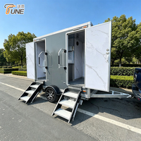 Remorque de toilettes mobiles de luxe à 2 postes, toilettes portables pour foires communautaires, prix d'usine pour toilettes mobiles professionnelles