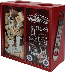 JUNJI Home Wine Cork Và Bia Cap Người Giữ Bằng Gỗ Và Bia Cap Chủ Shadow Hộp Gỗ Tân Gia Hiện Tại - Product Image 2