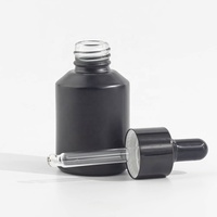 Flacon compte-gouttes en verre cosmétique noir mat dépoli à épaule inclinée, sérigraphie, 30ml/50ml/100ml pour lotion - Grande Vente