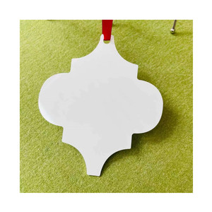 Adornos de Metal de doble cara para Navidad, adorno de Navidad de aluminio blanco con cuerda roja - Product Image 4