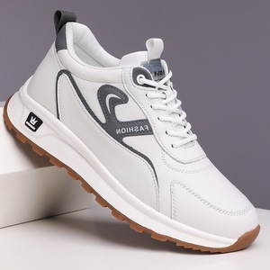 <b>Men's</b> Running Shoes Leather Breathable Low <b>Heel</b> Solid Color Front Laces 5559 - Product Image 1