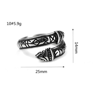 Joyería Europea Americana, Anillo Abierto de Acero Inoxidable con Doble Cabeza de Dragón Vikingo Nórdico, Estilo Runa y Hip-hop, Unisex - Product Image 6