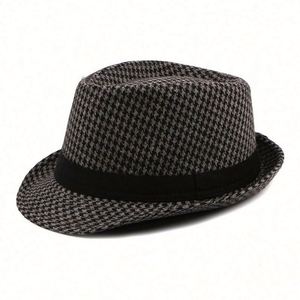 Custom Mens Fedora Hats Wholesale Unisex Houndstooth Fedora Hats Women - Product Image 3