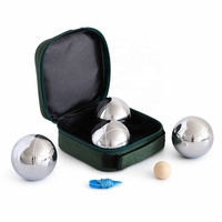 Lot de 4 boules de pétanque en acier argentées avec sac de transport en nylon personnalisé pour le plaisir en extérieur et au jardin