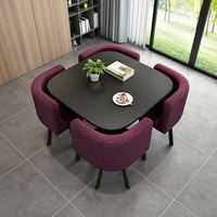 Meilleur ensemble de table et chaises de salle à manger 4 places, design nordique moderne avec plateau rond en bois et pieds en métal, pour événements, fêtes, restaurants, cafés