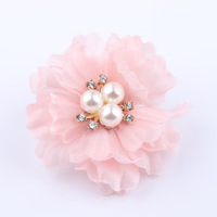 Fleur artificielle en tulle perlé et maille, accessoires DIY faits à la main, fleur en gaze de cristal pour la décoration