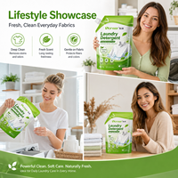 Sachet d'emballage personnalisé imprimé réutilisable en plastique pour recharge de lessive liquide, avec bec verseur et pochette