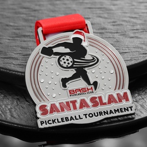 Medallas de Metal Personalizadas, Medalla de Premio del Torneo Santa Slam en 3D, Medalla de Metal de Aleación de Zinc con Esmalte Plateado Personalizado, Logotipo de Navidad, Medallas de Pickleball - Product Image 4