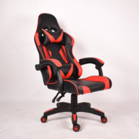 Silla de Escritorio Giratoria Ergonómica de Cuero Rojo para Juegos, Personalizable, para PC