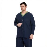 Ensemble de blouses médicales pour hommes à col contrastant, fermeture à boutons-pression, manches longues, uniforme pour hôpital, maison de retraite, personnel de soins, logo personnalisé