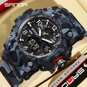 Reloj Deportivo Digital LED de Camuflaje de Lujo SANDA 3358, Resistente al Agua 5BAR, Correa de Goma, Reloj de Pulsera de Cuarzo para Hombre - Product Image 3