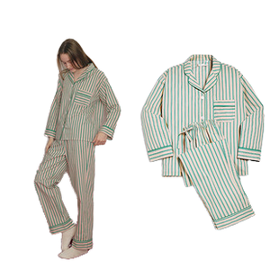 Pyjama long à manches longues pour femme SUHE, en coton de bambou rayé, respirant, à séchage rapide, pour le printemps/l'automne/l'été - Product Image 2