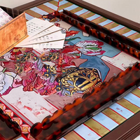 Poussoir de tuiles de mahjong en acrylique de 20 pouces, forme tortue, luxe moderne américain, pour l'arrangement des tuiles de jeu de mahjong