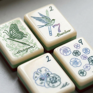Ensemble de Mahjong de Luxe Américain Victorien Pliable avec Option <span class=keywords><strong>Poker</strong></span>, en Acrylique Vert Sauge Bourgogne, 3 Couches, avec Support Couronne - Product Image 4