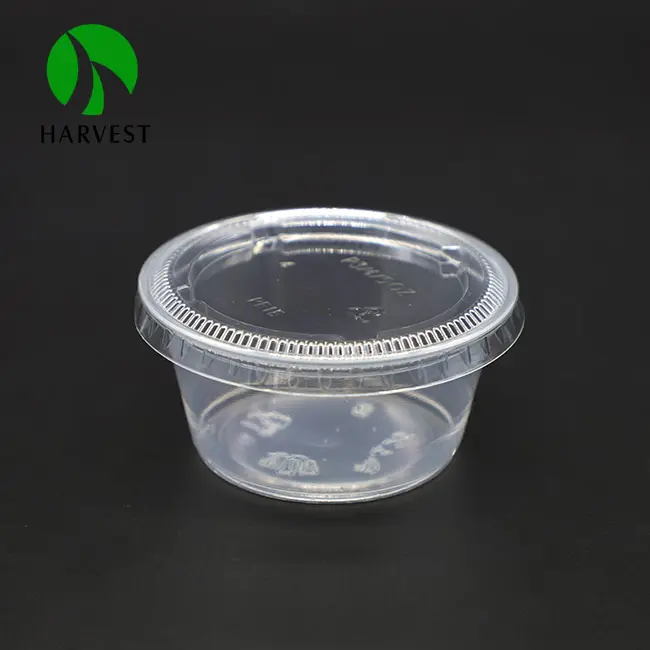 Disposable seaable small soy sauce or wasabi container 0.75 1 1.5 2 3.25 4 ounce round pp clear plastic jelly cups