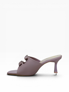 Zapatillas de tacón bajo para mujer al por mayor, con doble hebilla y punta abierta, para fiesta, fabricante de calzado de moda OEM - Product Image 4