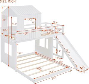 Cama Infantil Tipo Casa de Árbol con Diseño Personalizado, Fabricada en Fábrica, Cama Literas de Madera para Niños y Niñas con Tobogán - Product Image 4