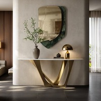 Meuble de Porche et Console Moderne en Marbre Haut de Gamme Luxe Léger pour Villa, Appartement, Salon et Entrée